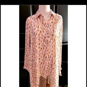Lena Gabrielle size XL high low half button down shirt dress long sleeve